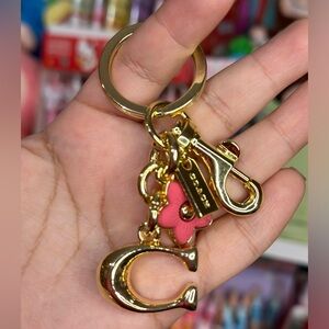Coach Gold and Pink Charm Keychain
